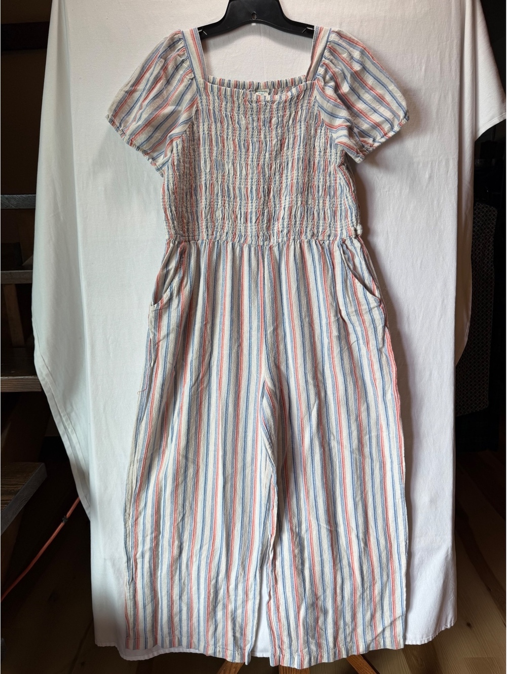 Thereabouts Plus Size 3XL Striped Cotton Linen Jumpsuit